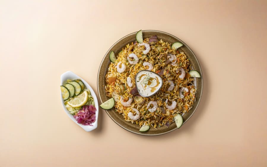 31. Shrimp masala biryani