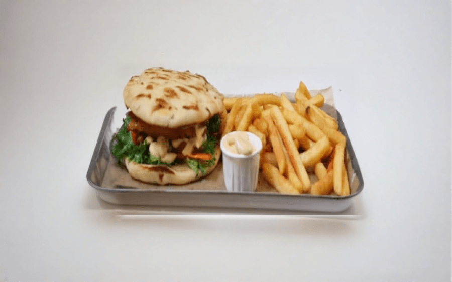 Naan and chicken sandwich