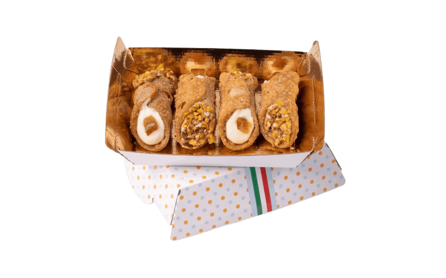 4 lítil Cannoli í gjafaöskju