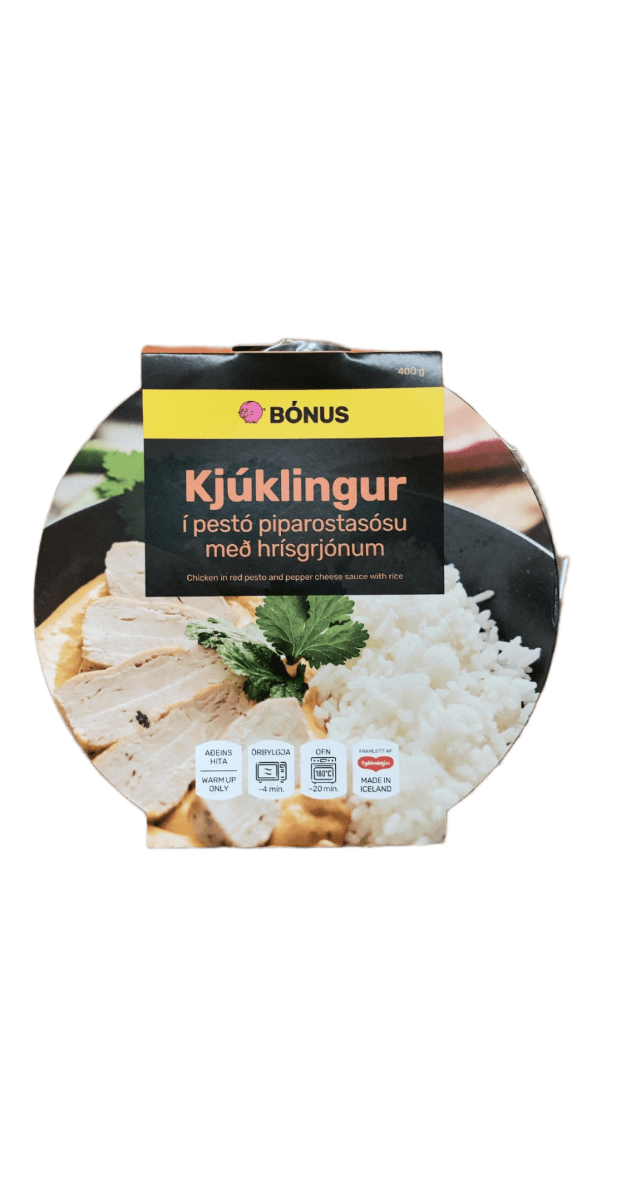 Bónus Kjúklingur í pestó piparostasósu með hrísgrjónum 400 g