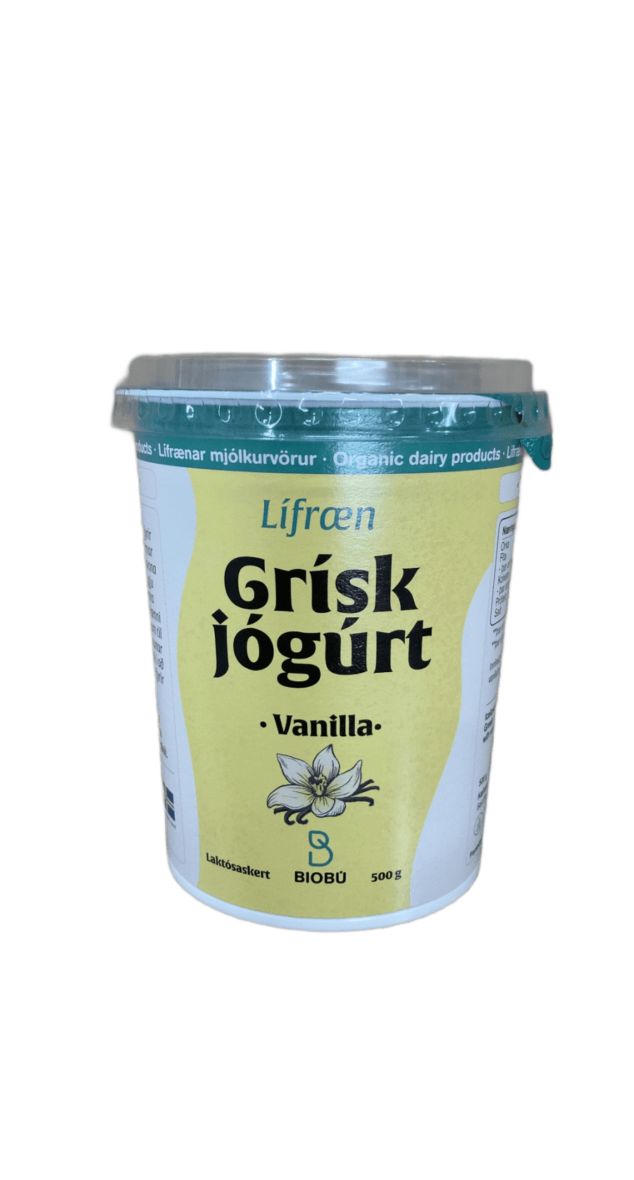 BioBú Lífræn Grísk Jógúrt Vanilla Laktósaskert 500 g