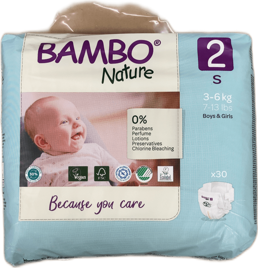 Bambo Nature bleyjur stærð 2 (3–6 kg) 30 stk