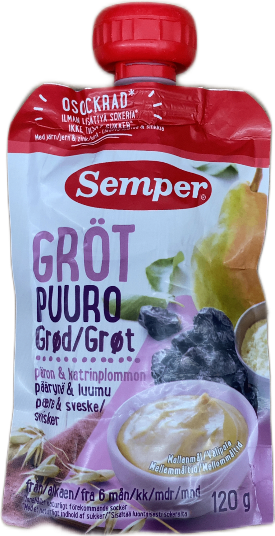 Semper hafragrautur pera & sveskja 120 g