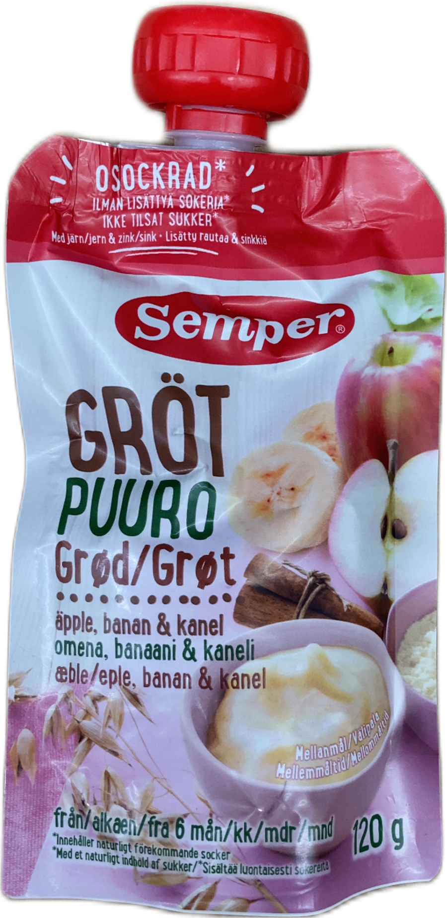 Semper Ungbarnagrautur Epli, Banani og Kanill 120 g