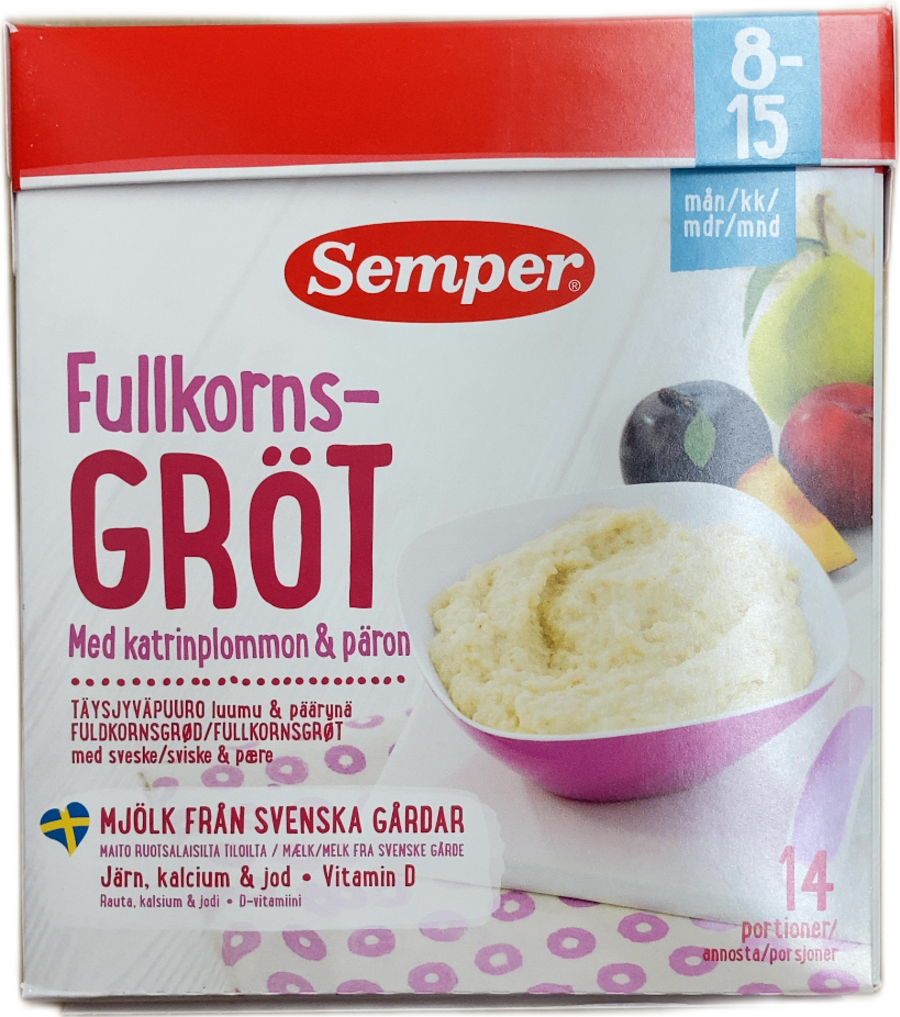 Semper heilkornagrautur með sveskju og peru 470 g