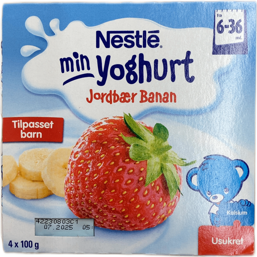 Nestlé Min jógúrt jarðarber og banani 4 x 100 g