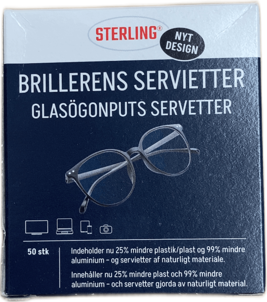 Sterling gleraugnahreinsþurrkur, 50 stk