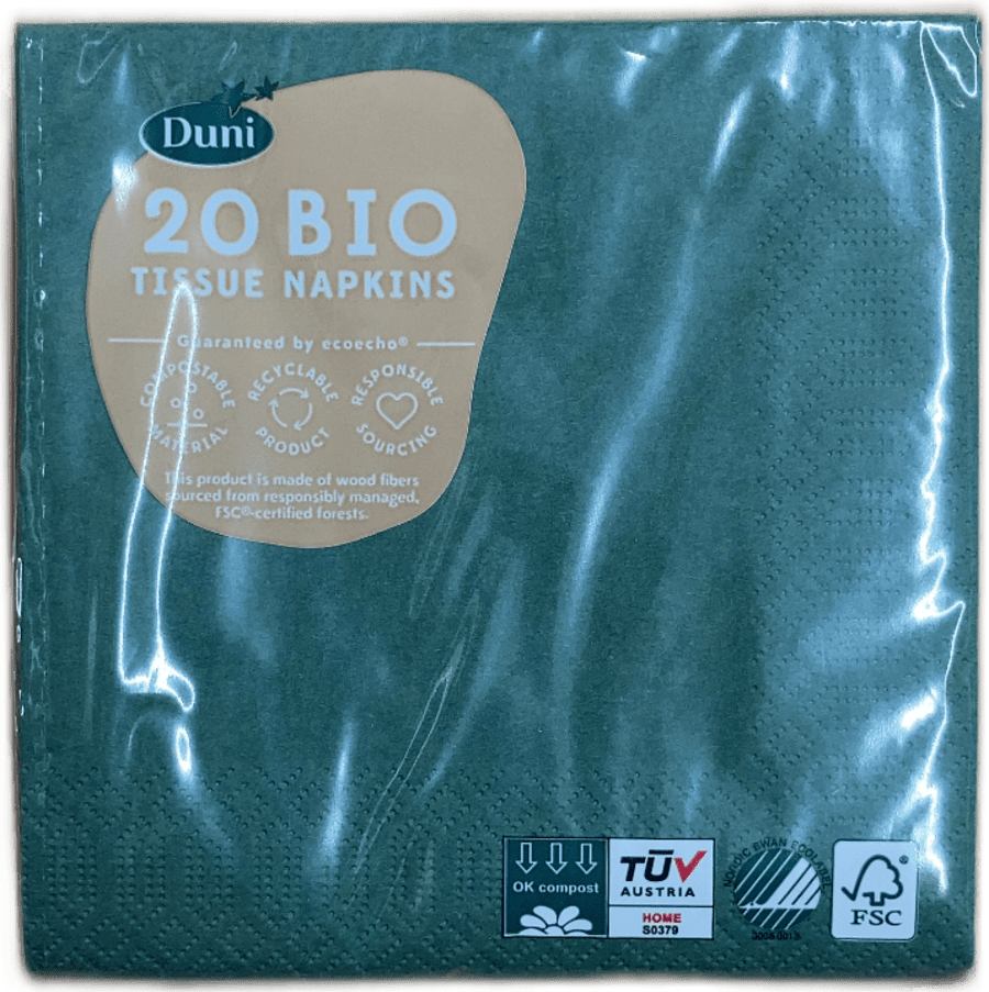 Duni Bio pappírsservíettur Oriental Green 20 stk (24 x 24 cm)