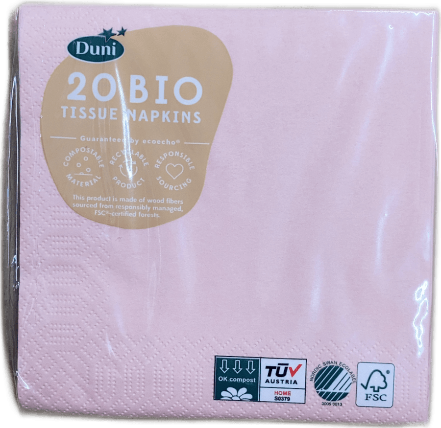 Duni pappírsservíettur Mellow Rose 24 x 24 cm (20 stk)