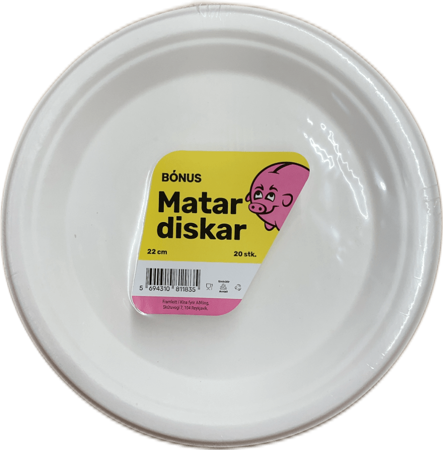 Bónus Matardiskar 22 cm 20 stk