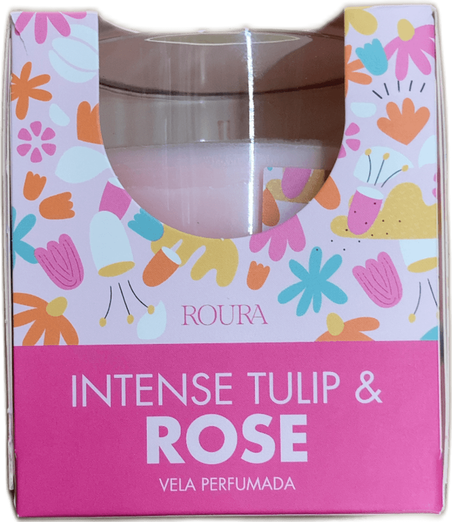 Roura Intense túlípan- og rósailmkerti 125 g