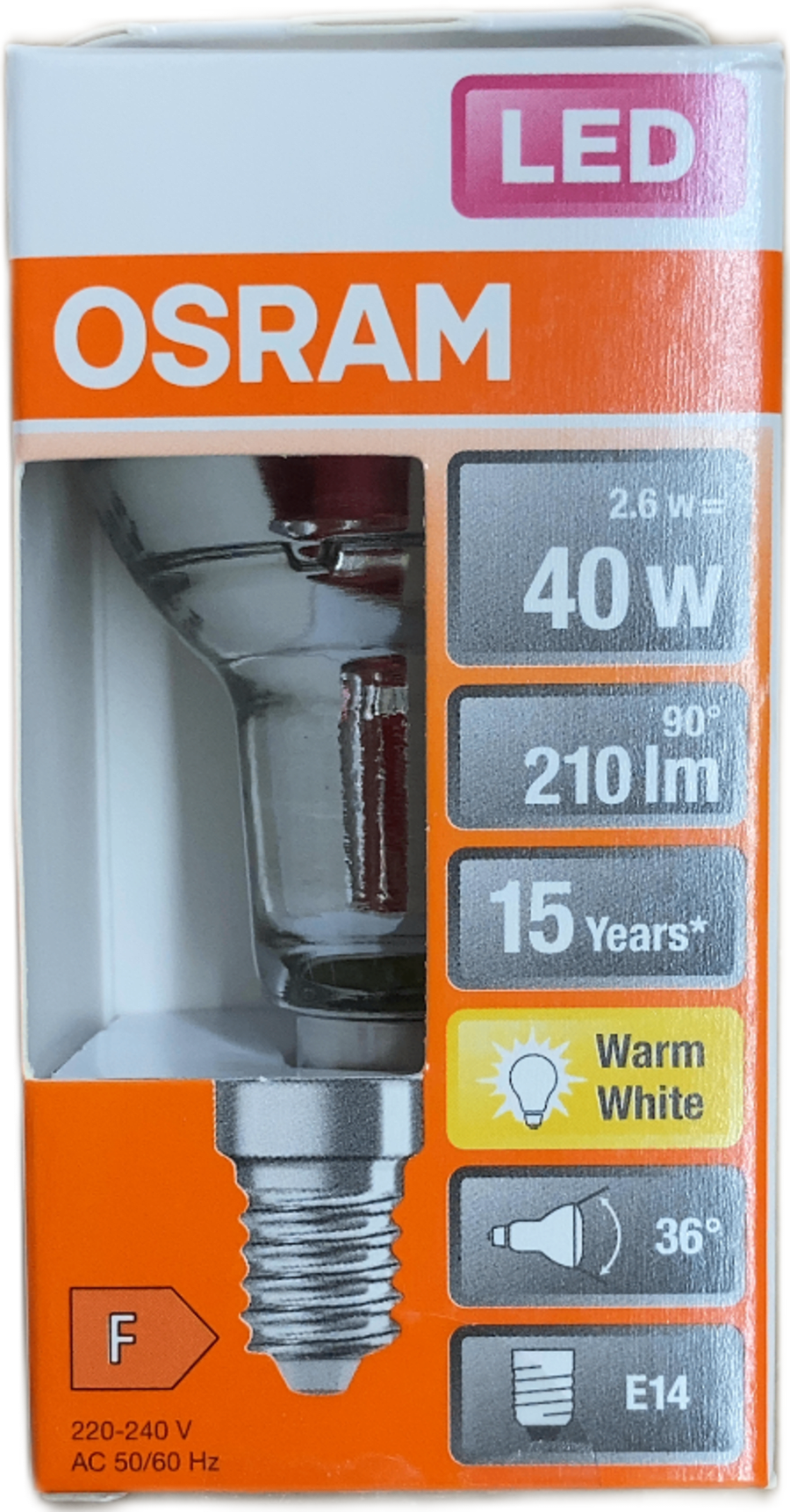 OSRAM LED Star R50 E14 2.6W 2700K 210 lm 36°