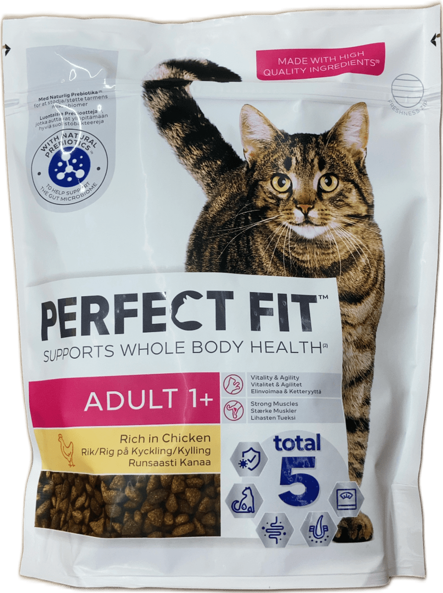 Perfect Fit Adult 1+ þurrfóður fyrir fullorðna ketti, ríkt af kjúklingi