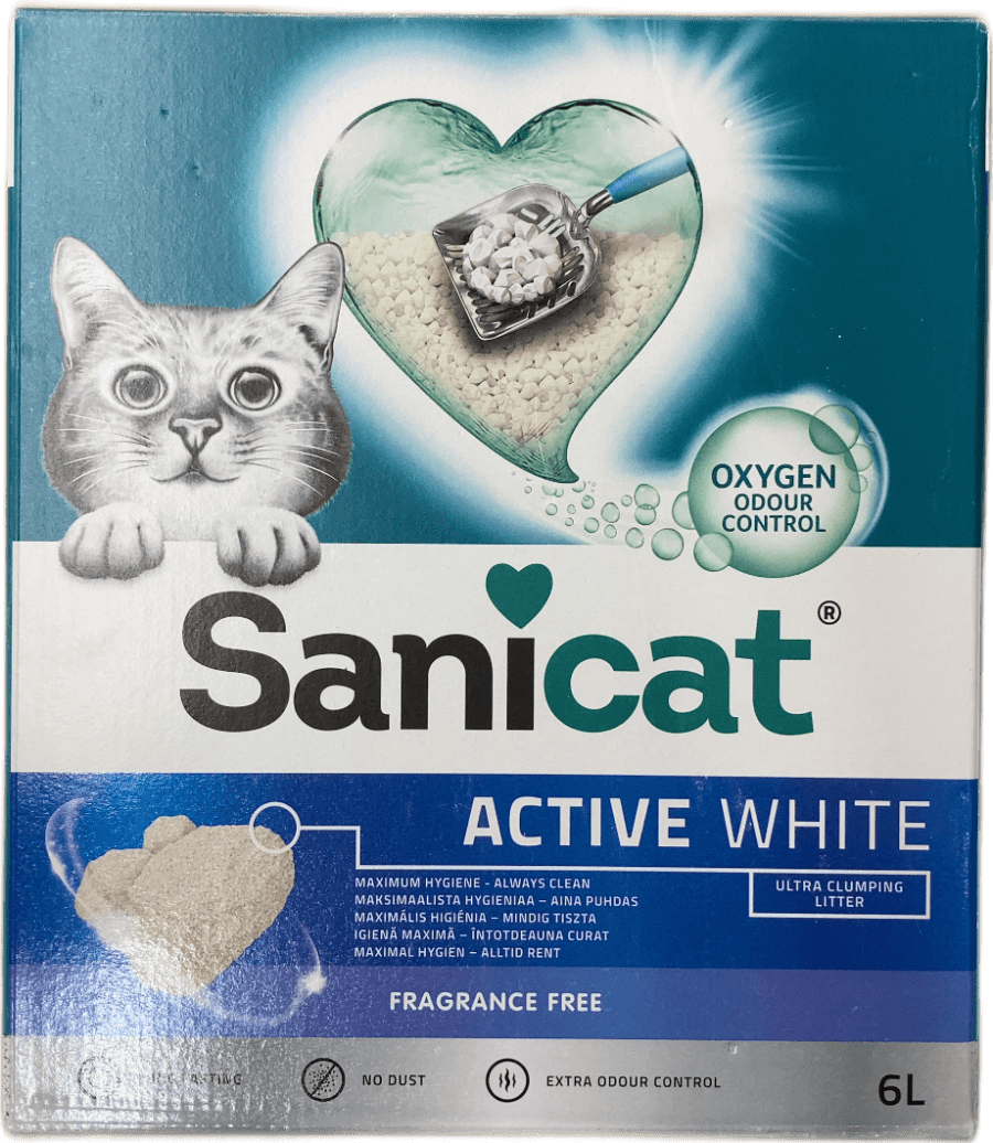 Sanicat Active White ofur klumpamyndandi kattasandur, ilmlaust, 6 L