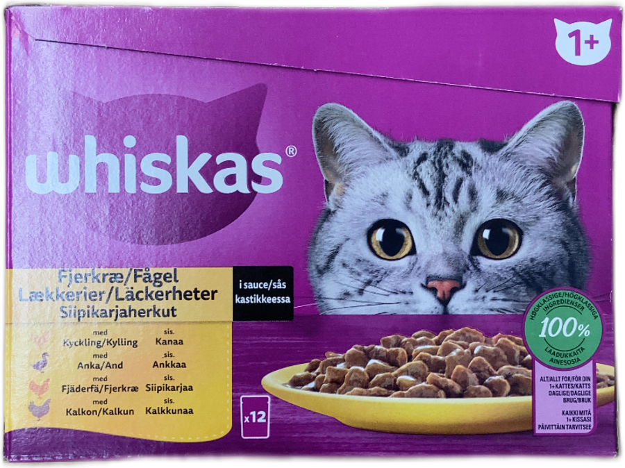 Whiskas Alifuglaúrval í sósu 1+ 12 x 85 g