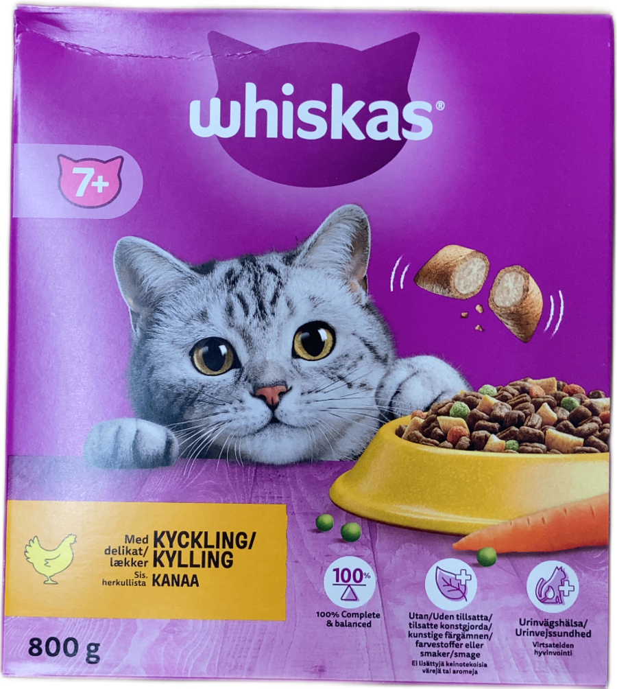 Whiskas 7+ þurrt kattarfóður með kjúklingi 800 g