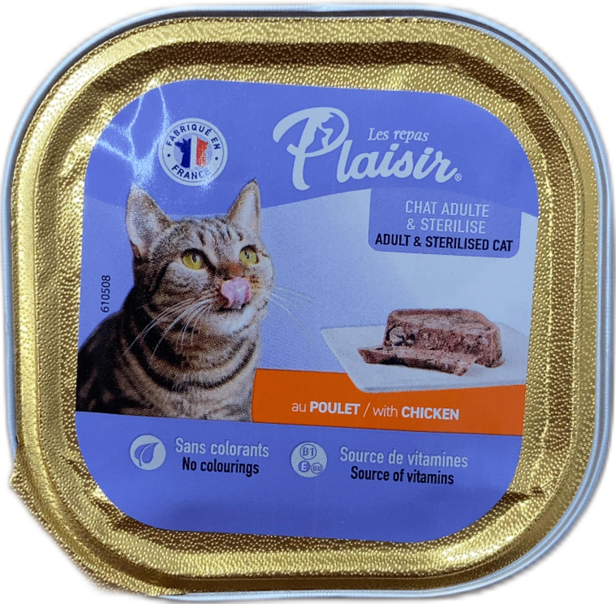Plaisir terrín með kjúklingi fyrir fullorðna og geldaða ketti 100 g