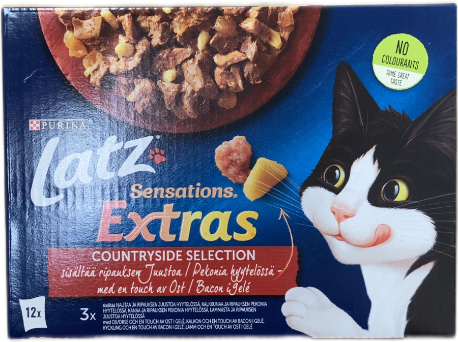 Purina Latz Sensations Extras Sveitaval kattamatur í hlaupi 12 x 85 g