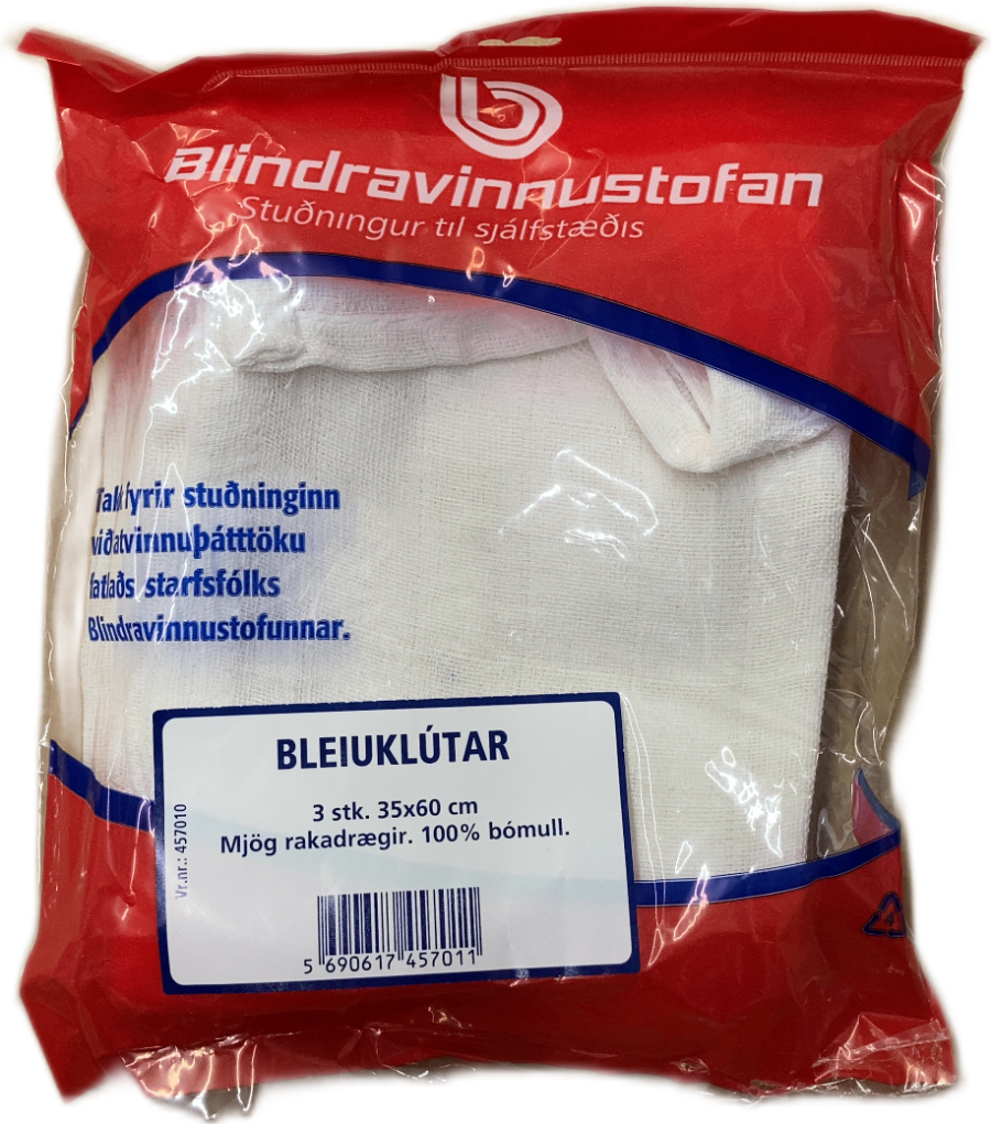Blindravinnustofan Bleiuklútar 3 stk (35x60 cm)