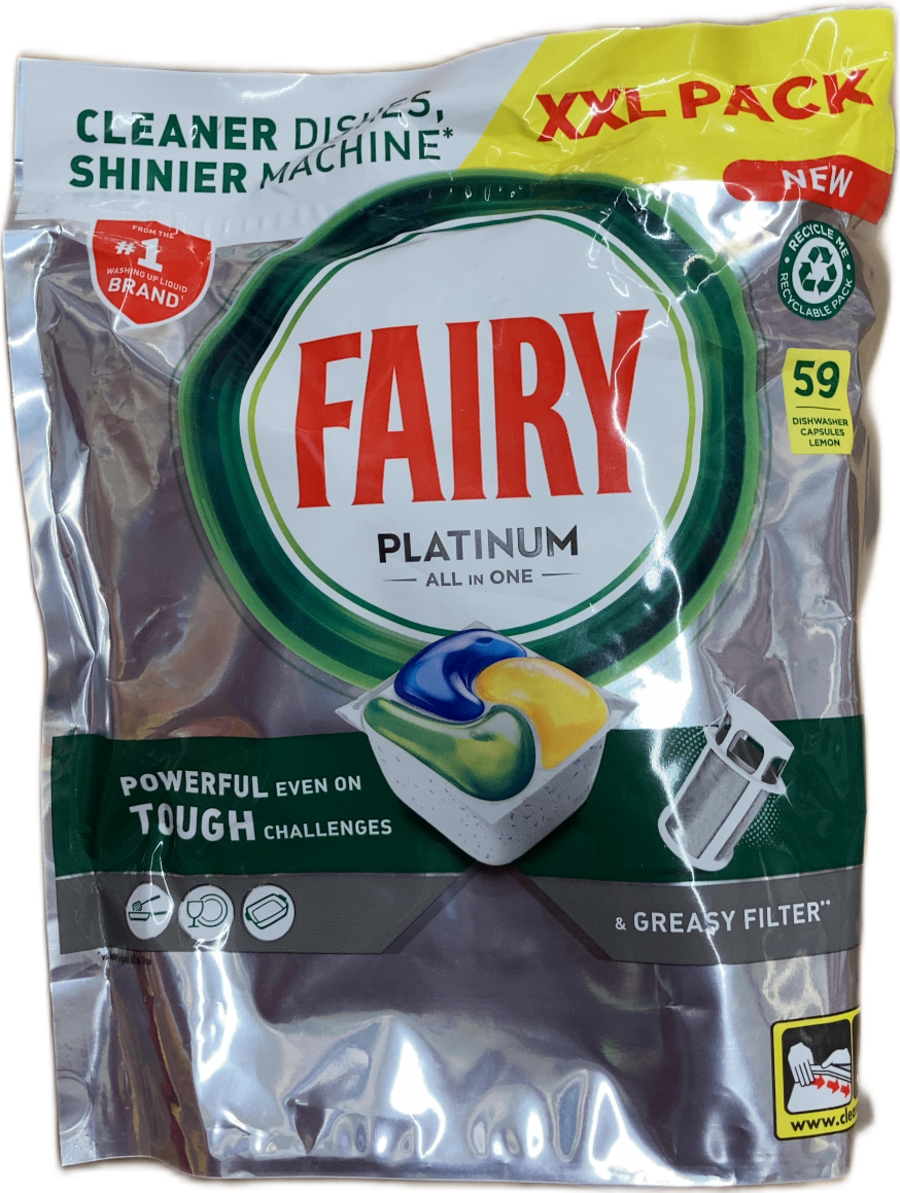 Fairy Platinum Allt í einu sítrónu uppþvottavélahylki 50 stk