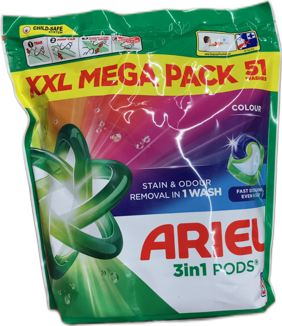 Ariel 3in1 Pods Colour XXL Mega Pack (51 stk, 928.2 g)