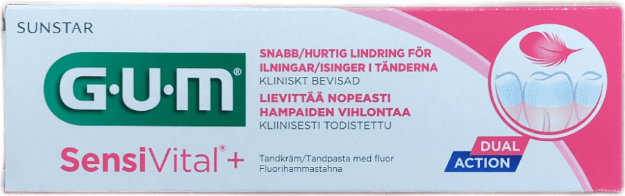 GUM SensiVital+ tvívirkt tannkrem með flúor 75 ml