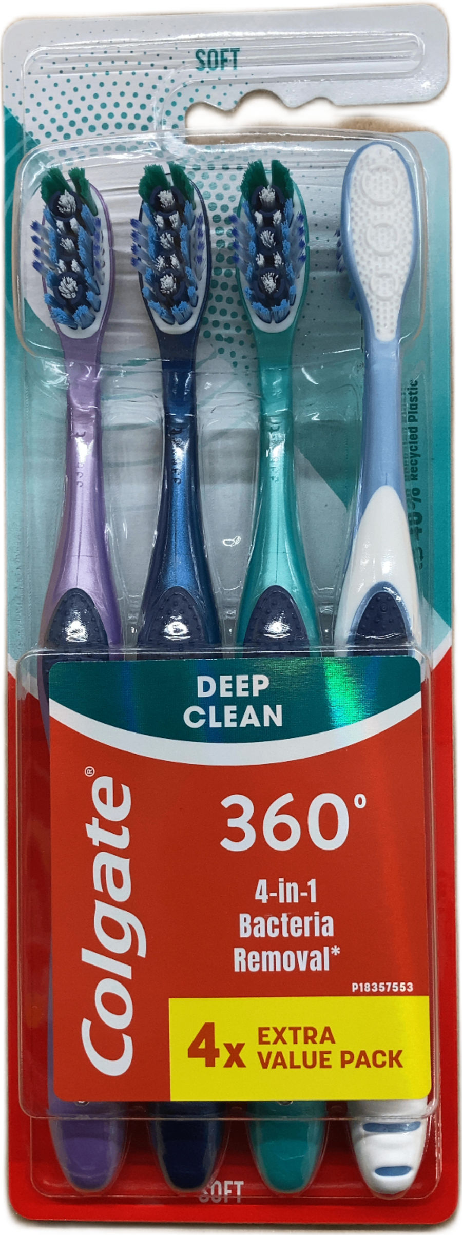 Colgate 360° Deep Clean bakteríudrepandi mjúkir tannburstar, 4 stk