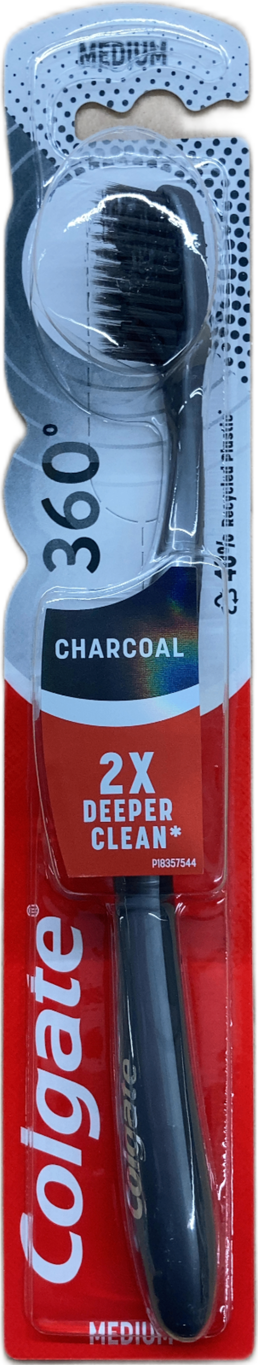 Colgate 360° Charcoal miðlungs tannbursti, 1 stykki