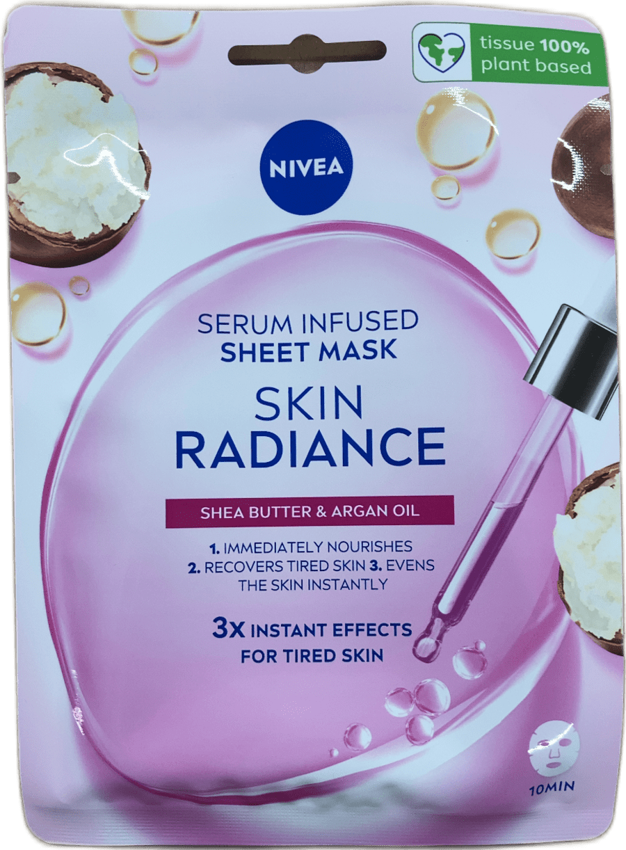 NIVEA Blöðgríma með serumi Húðarljómi Sheasmjör & arganolía 1 maski