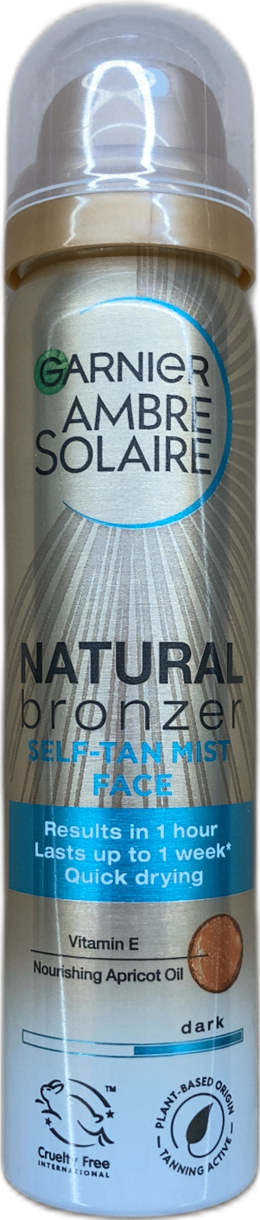 Garnier Ambre Solaire Natural Bronzer sjálfbrúnkumistur fyrir andlit, dökkur, 75 ml