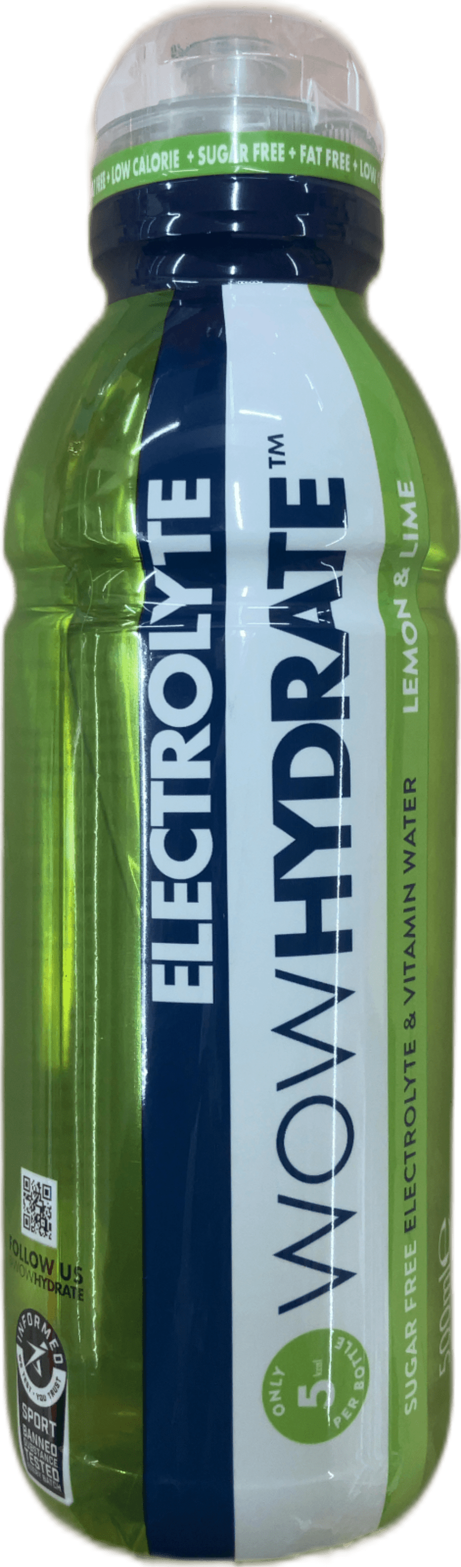 WowHydrate Sykurlaust rafvökva- og vítamínvatn Sítróna & Límóna 500 ml