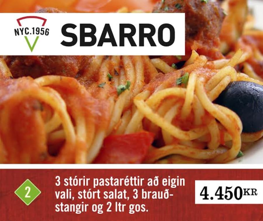 Fjölskyldutilboð #3: 3 pastaréttir, brauðstangir salat og gos