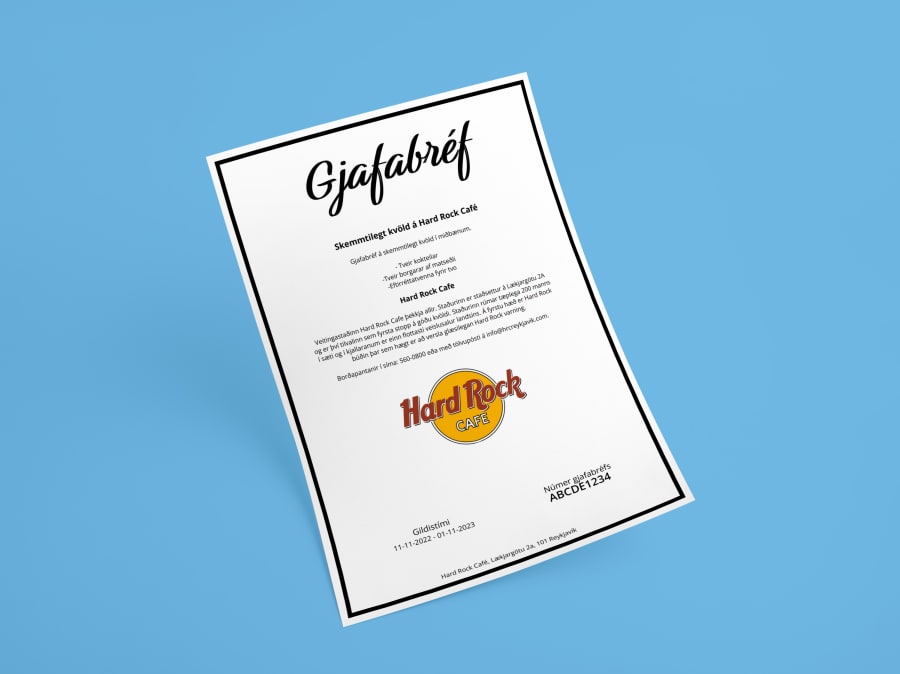 Kokteilar, borgarar og eftirréttaþrenna fyrir tvo á Hard Rock