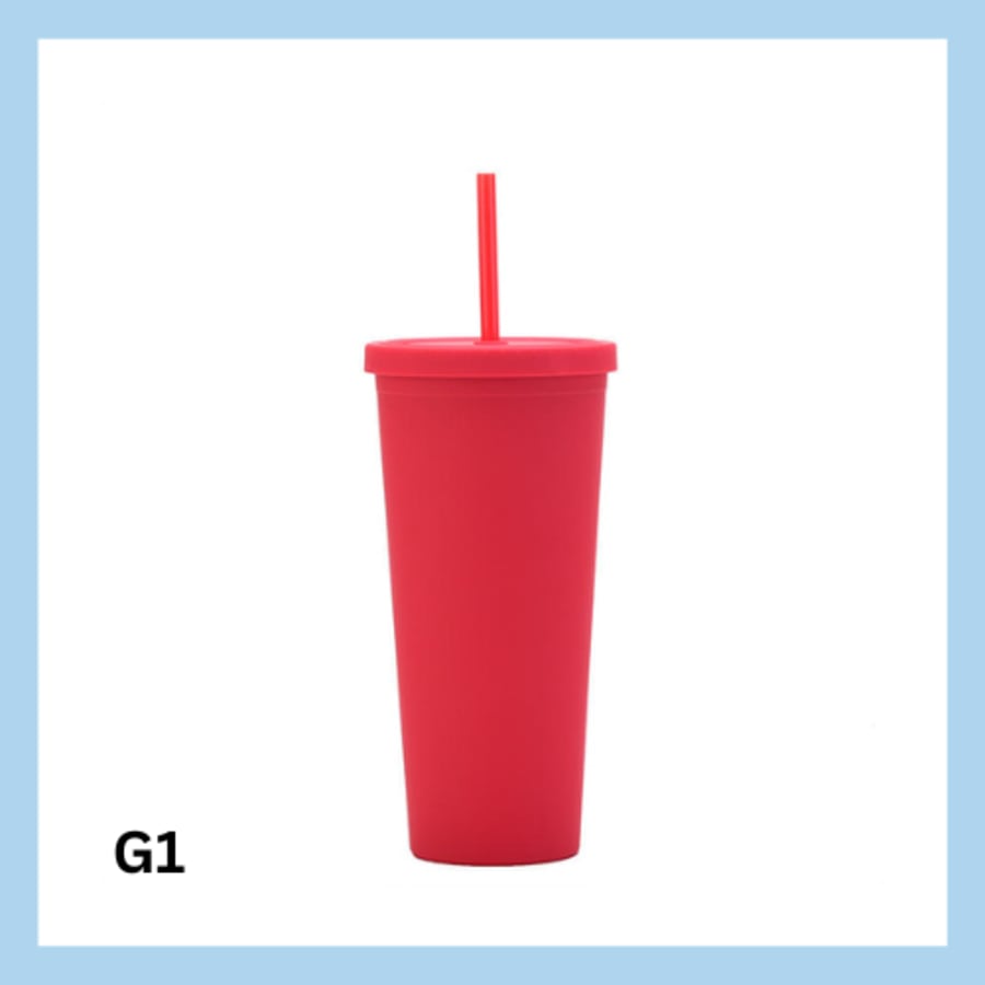 Glas með röri 700ml- 22 litir