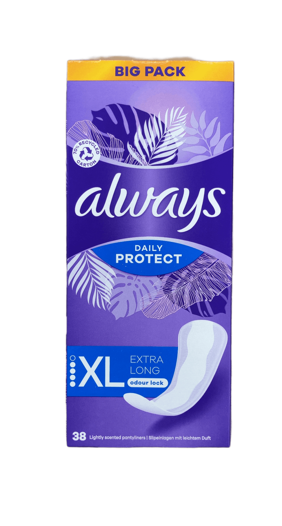 Always Daily Protect Pantyliners XL Extra Long Lightly Scented, 38 pcs