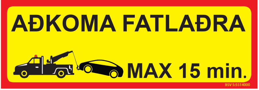 Aðkoma fatlaðra með krana 20 x 60 cm