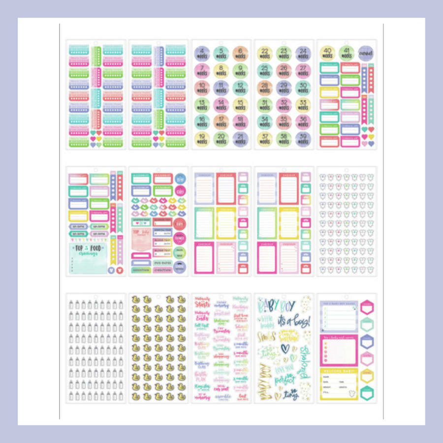 The Happy Planner límmiðar – Meðganga og fyrstu mánuðirnir