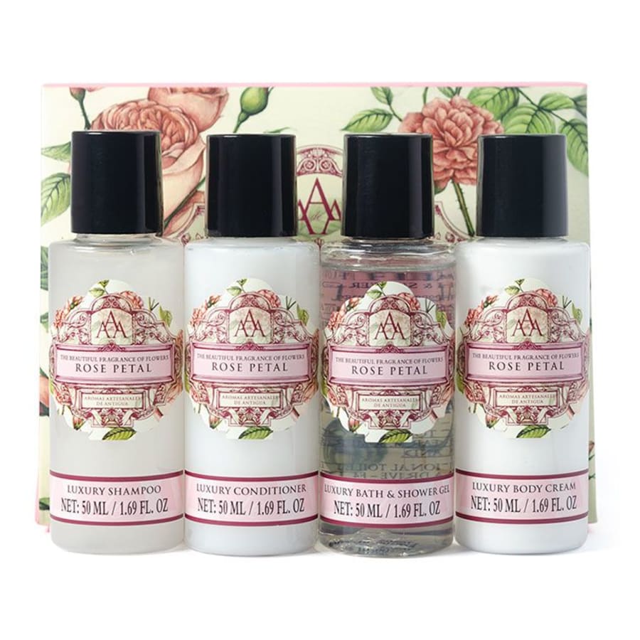 Aromas Artesanales de Antigua Floral Rose Petal Ferðasett