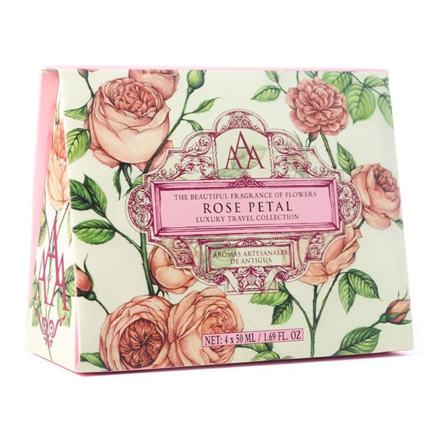 Aromas Artesanales de Antigua Floral Rose Petal Ferðasett