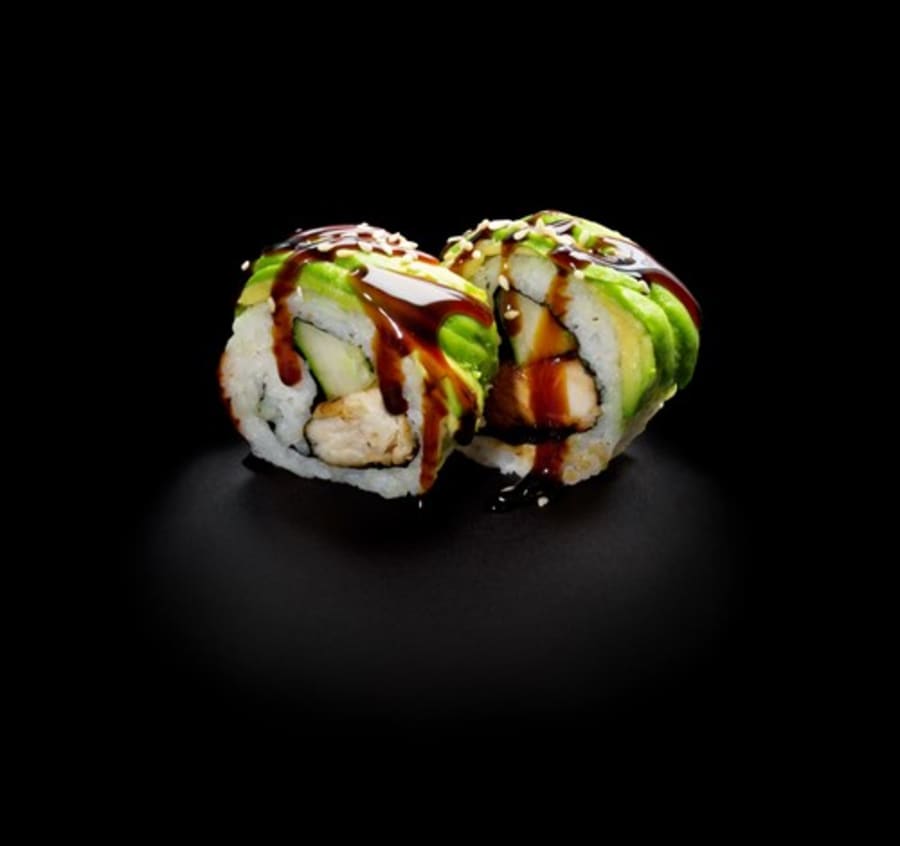 Maki teriyaki kjúklingur - avókadó utan um