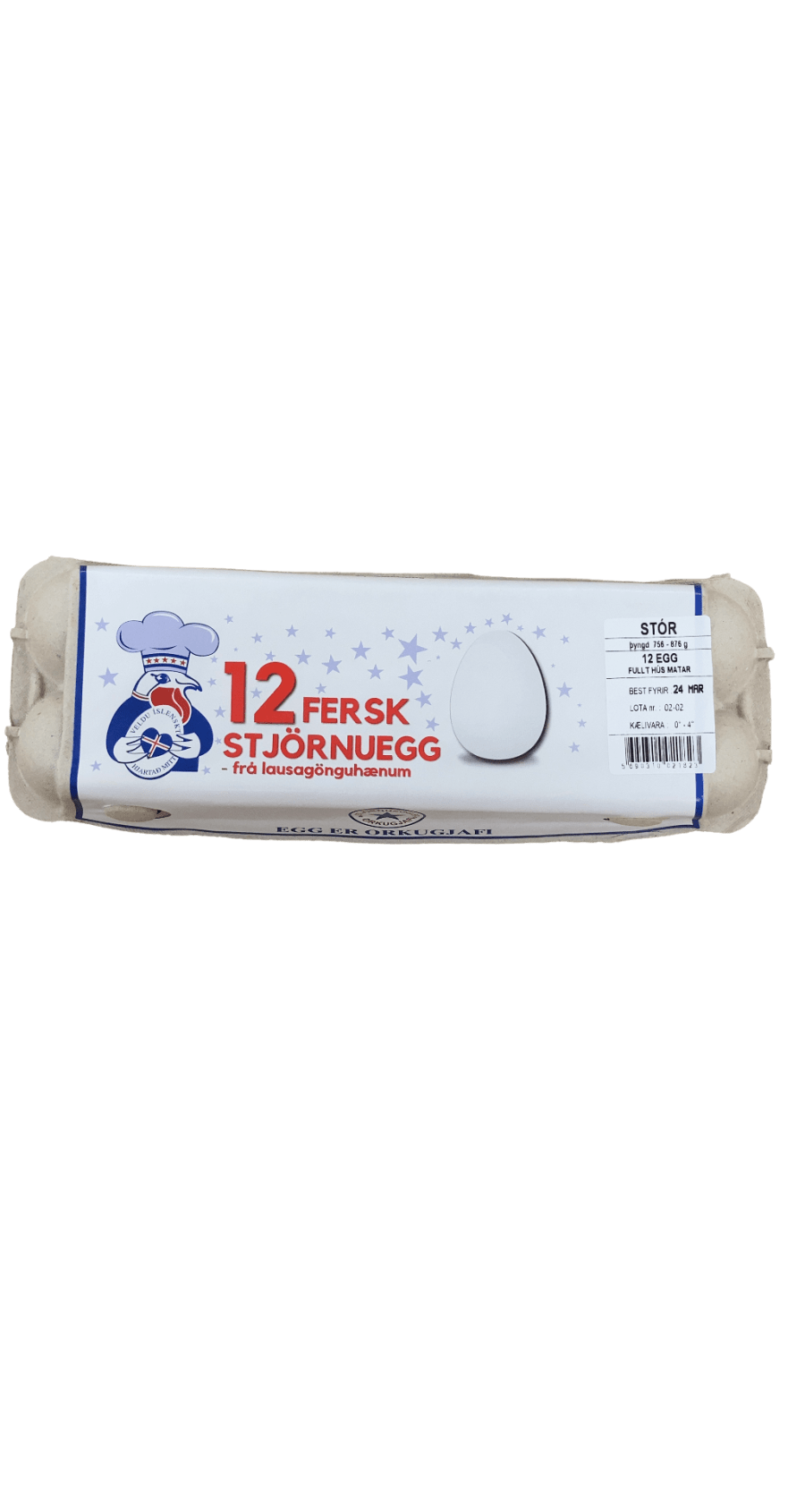 Stjörnuegg Stór egg frá lausagönguhænum 12 stk