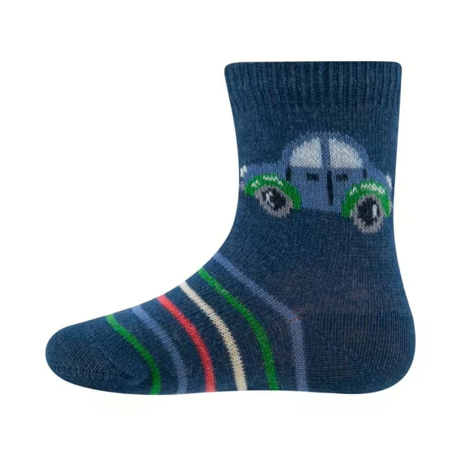 Barnasokkar bláir með bíl 2 pk