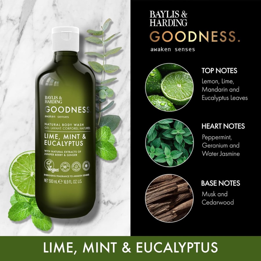 Baylis & Harding Goodness Awaken Lime, Mint & Eucalyptus Hand & Body Lotion, 500 ml