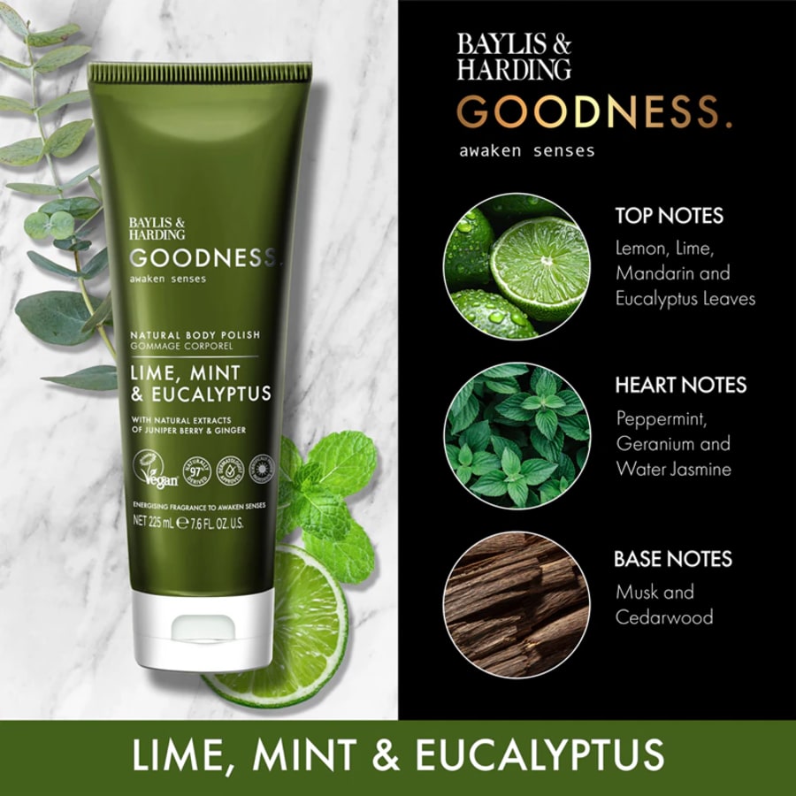 Baylis & Harding Goodness Lime Mint & Eucalyptus sturtu skrúbbur 225 ml