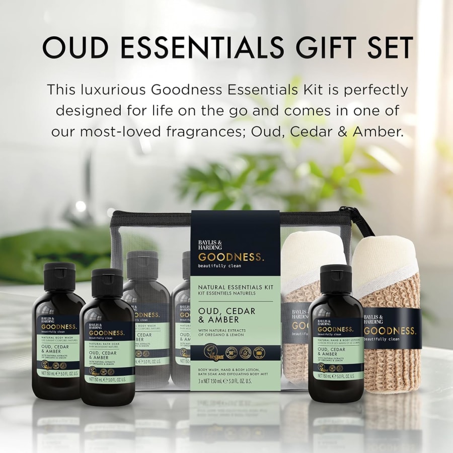 Baylis & Harding Goodness Oud, Cedar & Amber Essentials Gjafasett