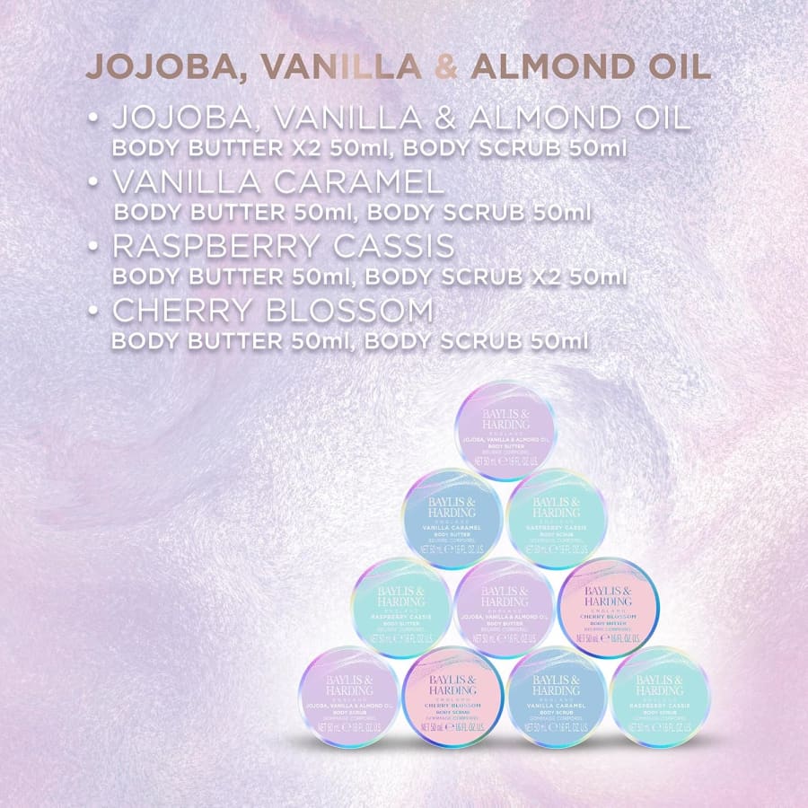Baylis & Harding Jojoba, Vanilla & Almond Oil Body Scrub & Butter Discovery gjafasett