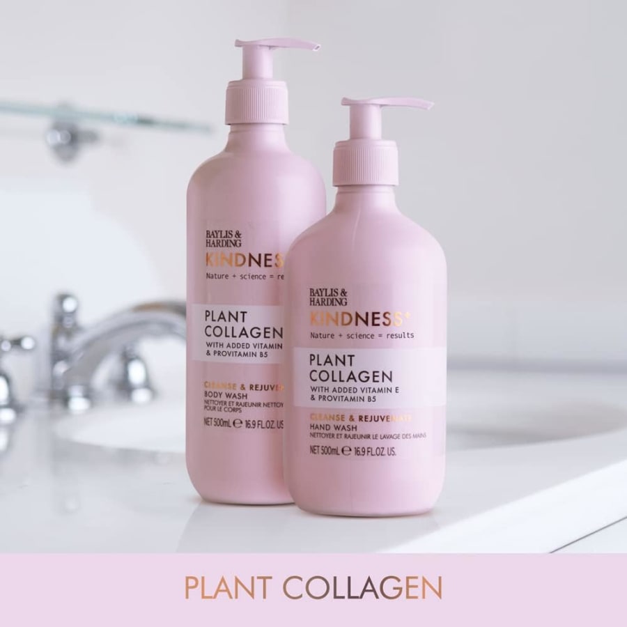 Baylis & Harding Kindness + Plant Collagen, Rose Water & Coconut Milk Fragrance,Cleanse & Rejuvenate Bað- og Sturtusápa 500 ml
