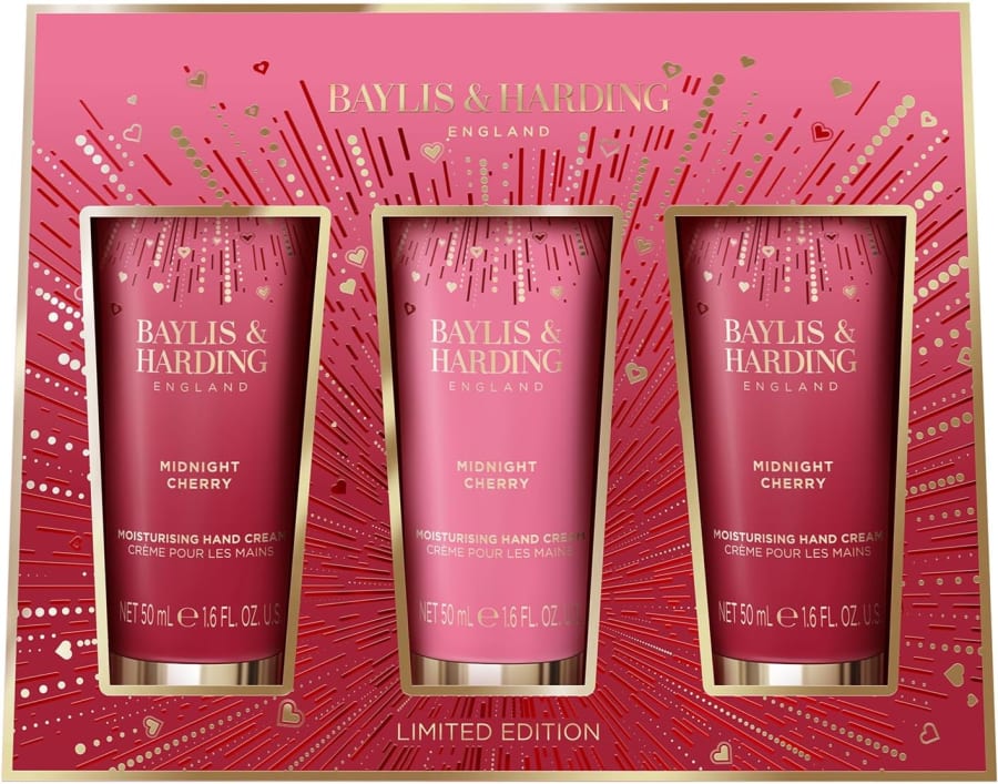 Baylis & Harding Midnight Cherry Luxury Gjafasett Handáburður 3 x 50 Ml