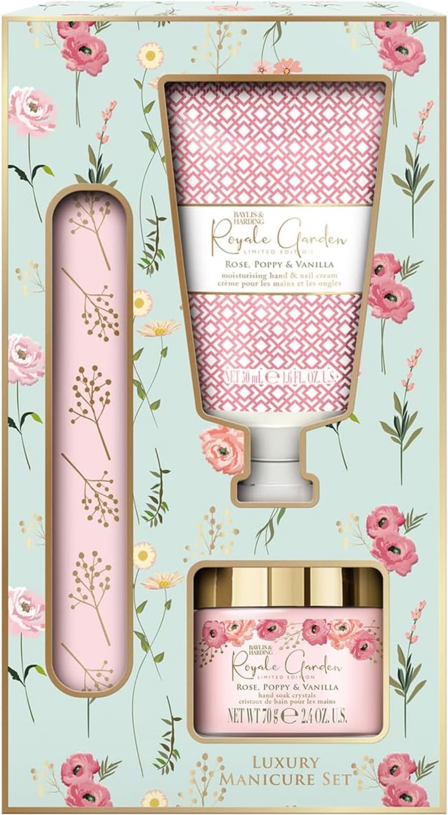Baylis & Harding Royale Garden Rose, Poppy & Vanilla Lúxus Manicure Gjafasett