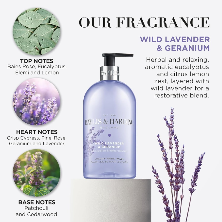 Baylis & Harding Signature handsápa með villtri lavender og geranium 500 ml